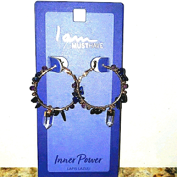 Beaded Crystal hoop earings - Picture 2 of 2